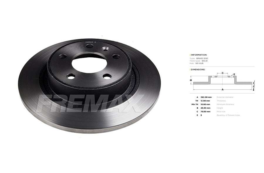 Opel brake disc rear - solid / 292x12/45