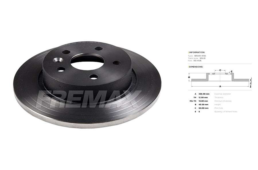 Opel brake disc rear - solid / 268x12/45