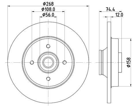 Citroen brake disc rear - solid 268x12/73.3