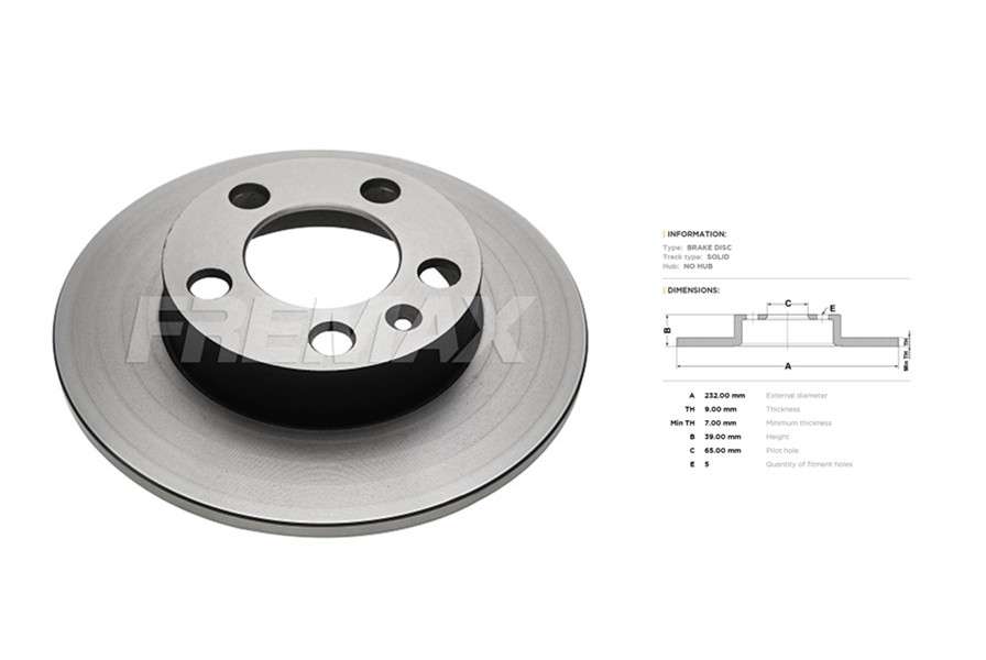 Audi brake disc rear - solid 232x9/40 5 HOLE