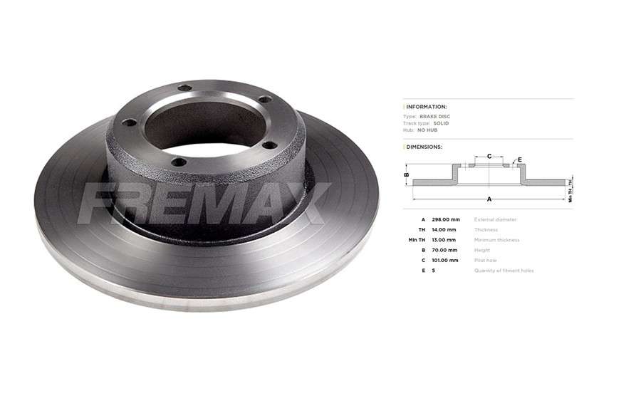 Land Rover brake disc front - solid (298x14/70)