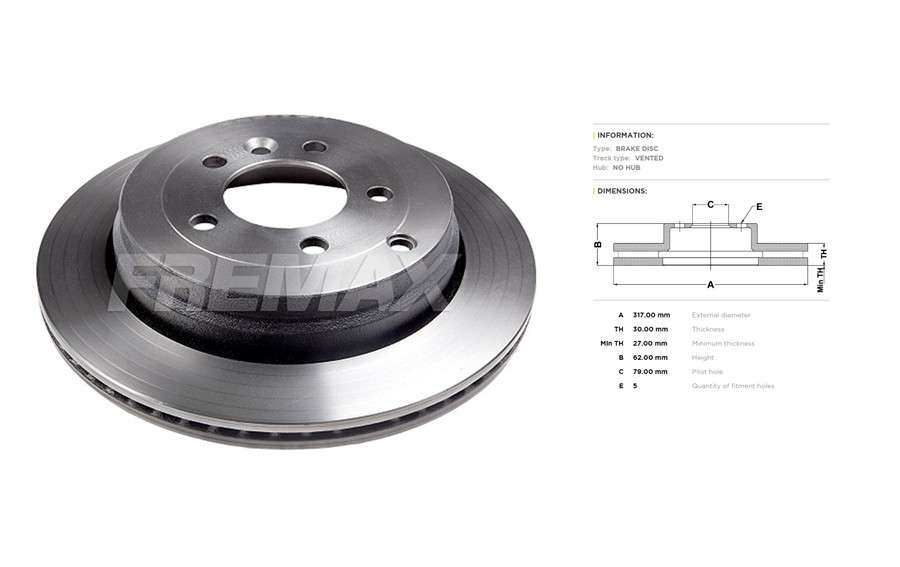 Land Rover brake disc rear - vented 325x20/58.9