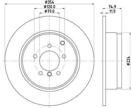 Land Rover brake disc rear - solid 354x12/75