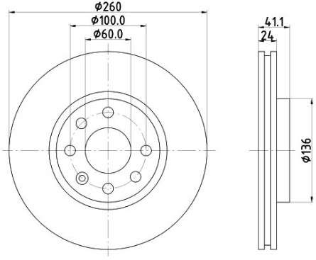 Opel brake disc front - vented 260x24/41