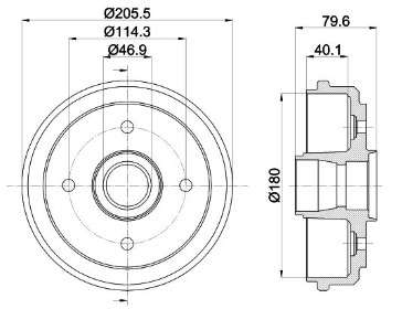 Chery brake drum - rear 180mm ID