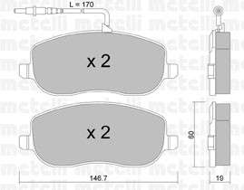 Fiat brake pad set F - with sensor (147x60x19)