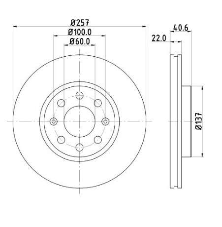 Fiat brake disc front - vented - 257x22/40.5 (grande punto)