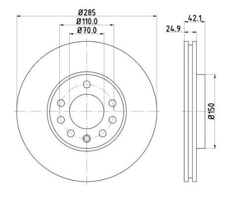 Fiat brake disc front - vented (285x25/42)