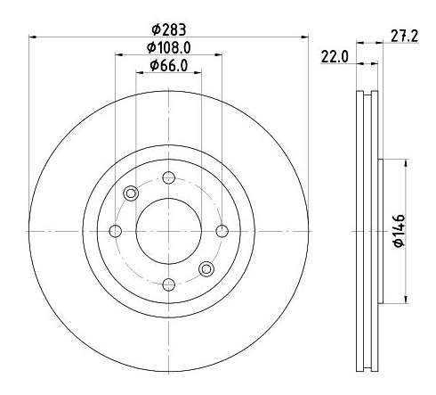 Citroen brake disc front - vented 282.7x22/27.7