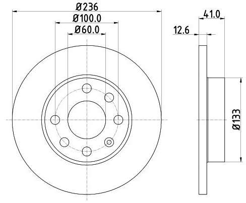 Opel brake disc front - solid 236x12.7/41