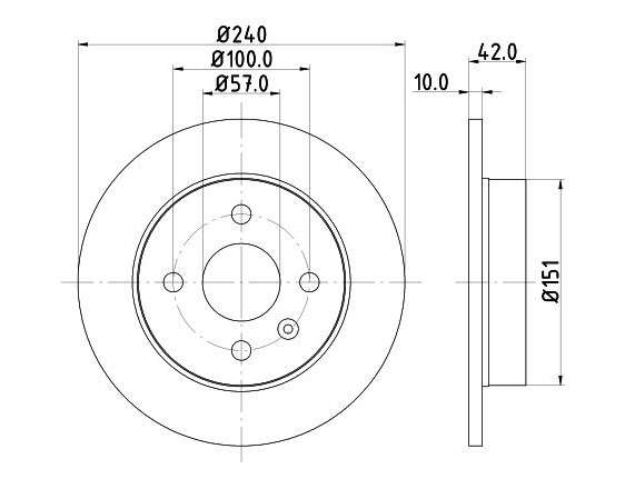 Opel brake disc rear - solid, 240x10/42