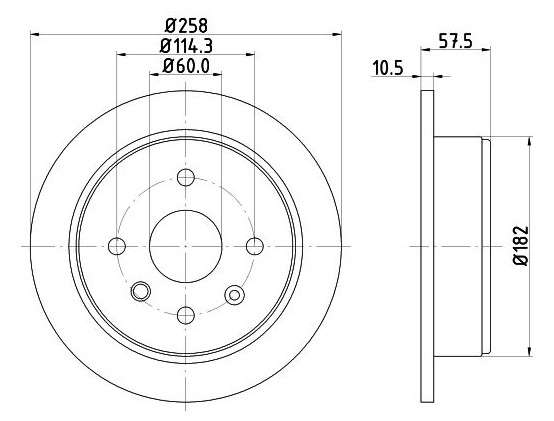 Opel brake disc rear - solid 258x10.50/57