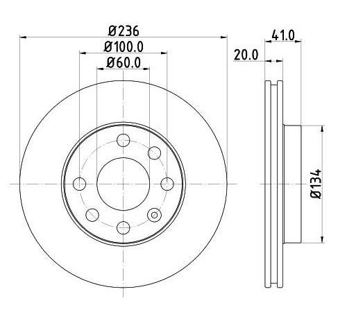 Opel brake disc front - vented 236x20/41