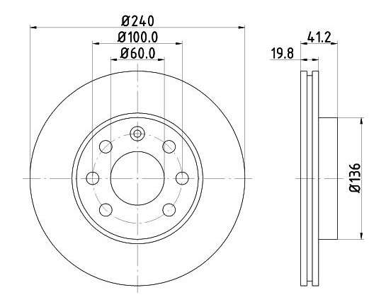 Opel brake disc front - vented 240x20/41