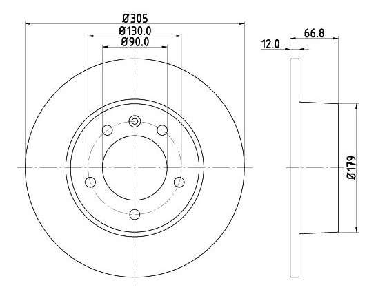 Opel brake disc rear - solid 305x12/66.8