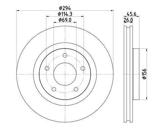 Citroen brake disc front - vented 294x26/45.5