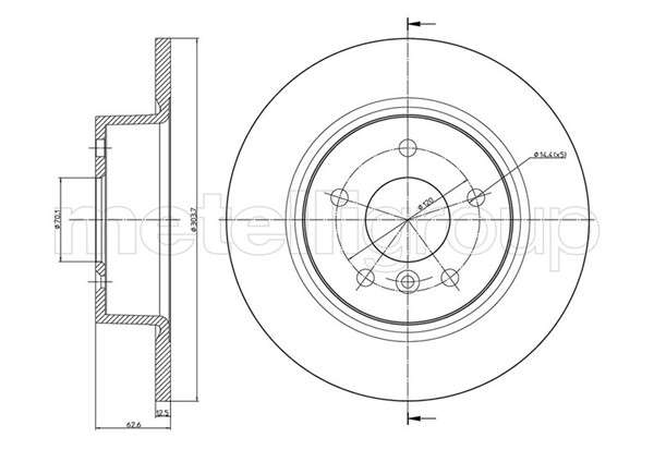 Land Rover brake disc rear - solid 304x13/63