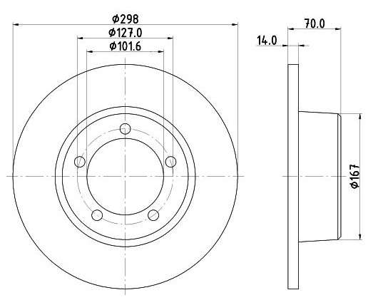 Land Rover brake disc front - solid (298.5x14/70)