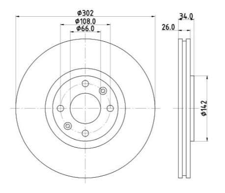 Citroen brake disc front - vented 302x24/34.2