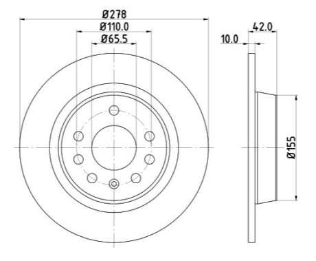 Opel brake disc rear - solid 278x10/42