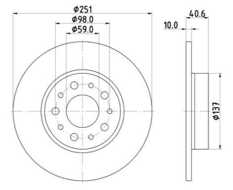Fiat brake disc rear - solid - 251x10/40.7