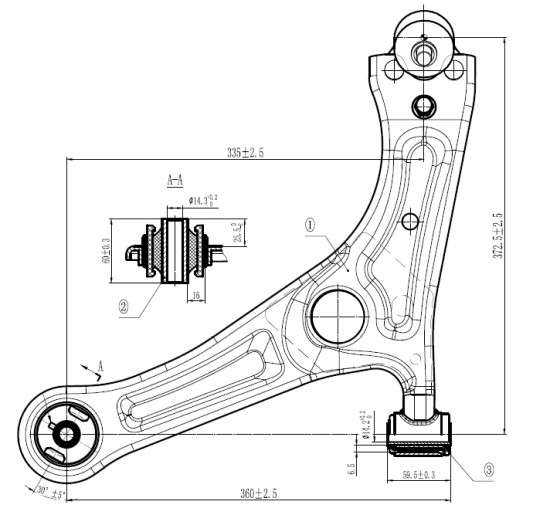 Chery control arm-front-lower left