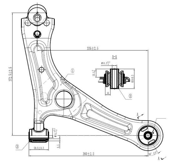Chery control arm-front-lower right