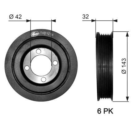 Opel crankshaft pulley-micro-V belt, 142x32 6PK