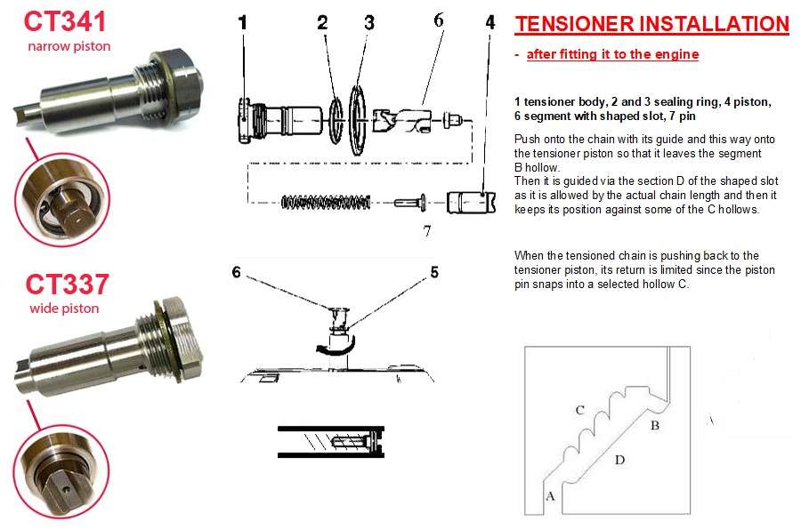 Opel tensioner - timing chain NARROW PISTON upper