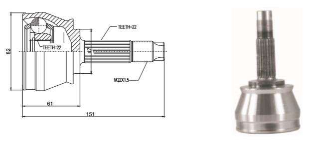 Fiat cv joint - outer (22-22-47) strada