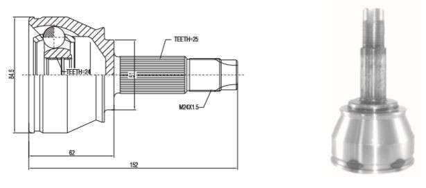 Fiat cv joint - outer 25-24-51 stilo