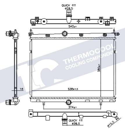 Opel radiator-cooling-aluminium 538x380x16