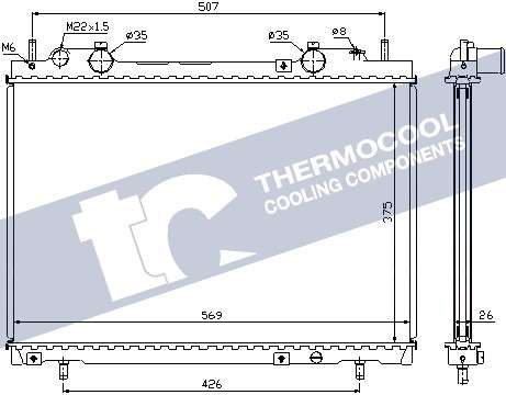 Fiat radiator-cooling-aluminium 569x375x26