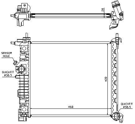 Opel radiator-cooling-aluminium 470x430x26