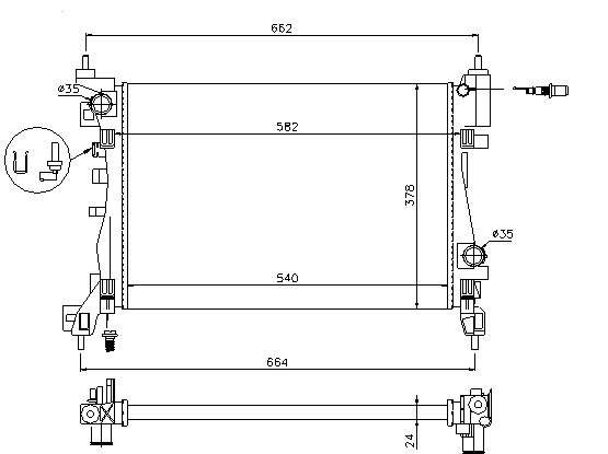 Opel radiator-cooling-aluminium, 540x378x23 manual