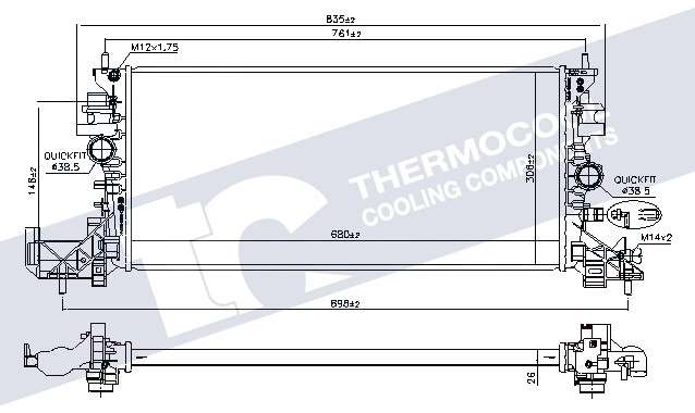 Opel radiator-cooling-aluminium 680x306x26