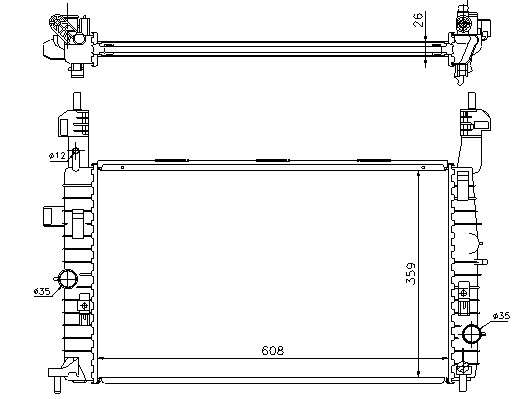 Opel radiator-cooling-aluminium 608x359x26