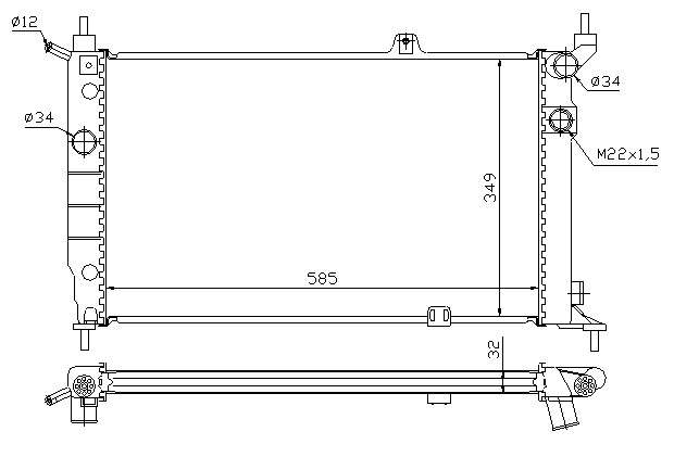 Opel radiator-cooling-aluminium 590x350x32 manual transmission