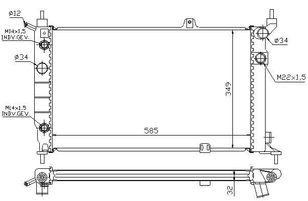 Opel radiator-cooling-aluminium 590x359x34 automatic