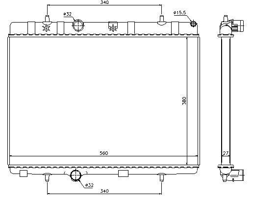 Opel radiator-cooling-aluminium 544x380x24