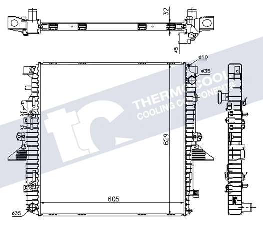 Land Rover radiator-cooling-aluminium, 605x629x32