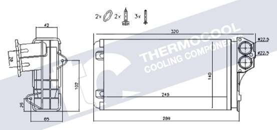 Citroen radiator-heater-aluminium 245x140x42
