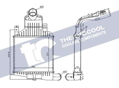 Opel intercooler - aluminium / 231X264X40