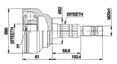 Opel cv joint - outer (33-25-52 SPLIT)