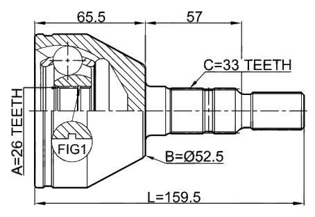 Opel cv joint - outer 33X26X52