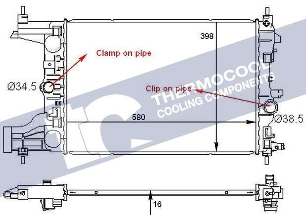 Opel radiator-cooling-aluminium 580x388x16 manual