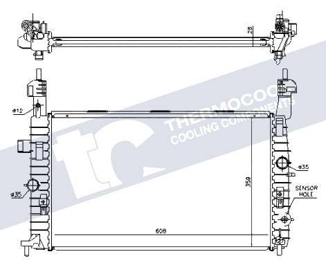 Opel radiator-cooling-aluminium 359X608X26 22MM SENSOR