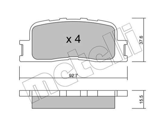 Chery brake pad set - rear 92.7x37.6x15.5