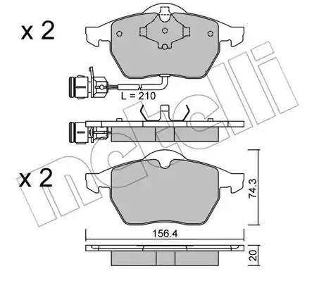 Audi brake pad set F -sensor wire incl 156.5x74.2x19.5 a6