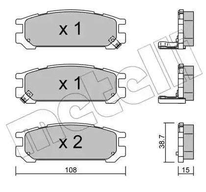 Subaru brake pad set - rear 108x39x15